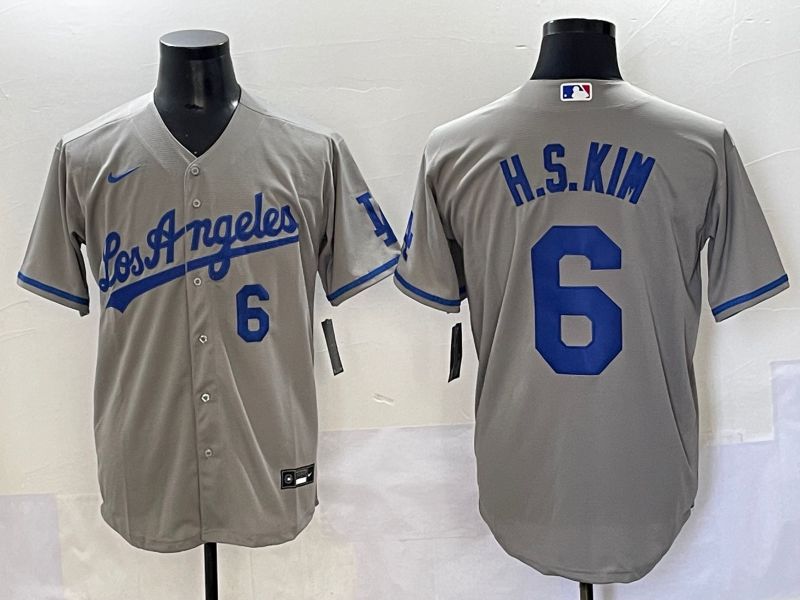 Men 2025 Los Angeles Dodgers #6 H.S.Kim Grey Game Nike MLB Jersey style 5->los angeles dodgers->MLB Jersey